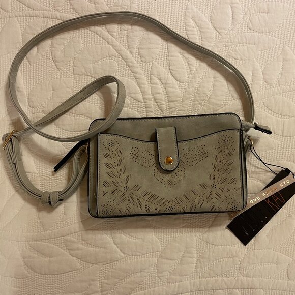 NWT Violet Ray gray purse with gold design and LOTS of pockets - Picture 1 of 7